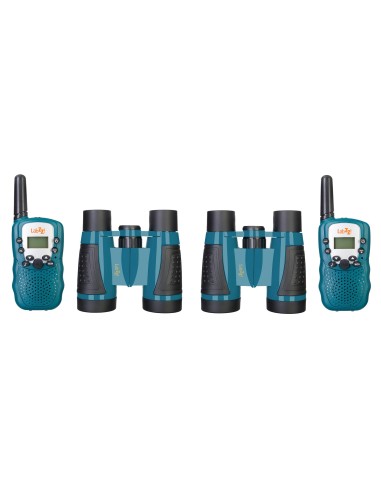 Set con walkie talkie e binocoli blu Levenhuk LabZZ WTT10