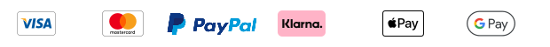 Visa, Mastercard, PayPal, Klarna, Apple Pay, Google Pay
