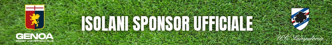 IsolaniLogo di Genoa e Sampdoria su erba verde.